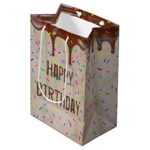 Happy Birthday Dripping Chocolate Icing Medium Gift Bag