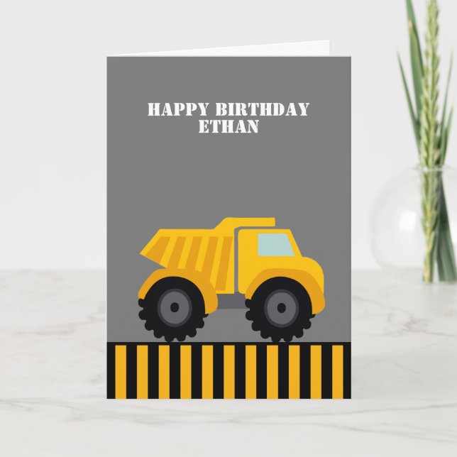 Happy Birthday Dump Truck First Card (Front)