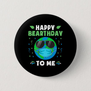 Happy Birthday Earth Day Funny Earth Wearing Mask 6 Cm Round Badge