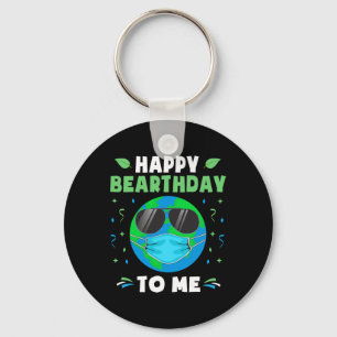 Happy Birthday Earth Day Funny Earth Wearing Mask  Key Ring
