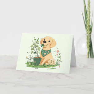 Happy Birthday Earth Day Golden Retriever Dog Card