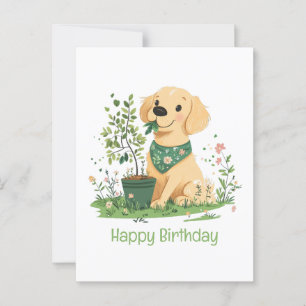 Happy Birthday Earth Day Golden Retriever Dog Postcard
