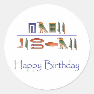 Happy Birthday Egyptian Hieroglyphics Classic Round Sticker