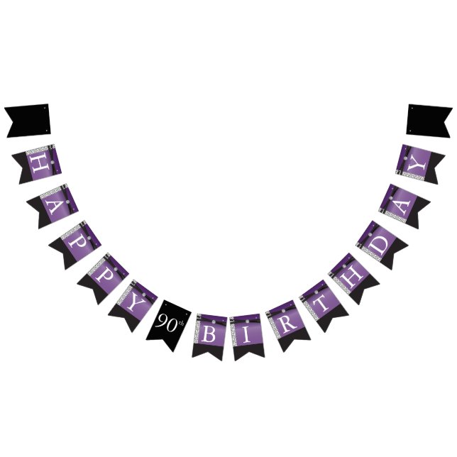 Happy Birthday 🎈Elegant Amethyst Purple and Black Bunting (All)