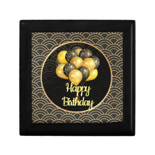 Happy Birthday, elegant black and gold, Gift Box