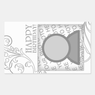 happy birthday (elegant flourish) rectangular sticker