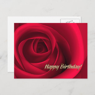 Happy Birthday. Elegant Red Rose  Postcard