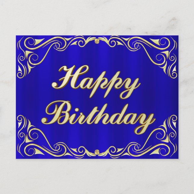 Happy Birthday Elegant Regal Gold Greeting Card (Front)