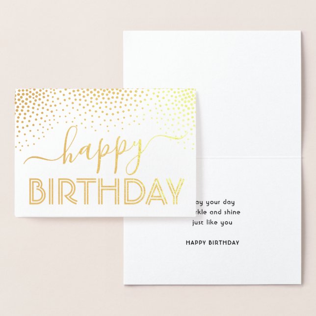 Happy Birthday Elegant Script Kraft & Silver Real Foil Card (Display)