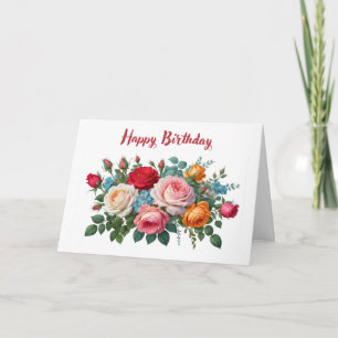 Happy Birthday Elegant Vintage Roses Card