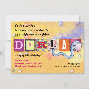 Happy Birthday Elephant Baby Invitation