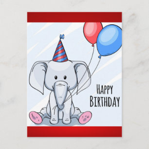 Happy Birthday Elephant Postcard
