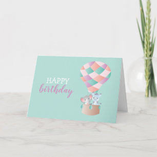 Happy Birthday Elephant Rhinoceros  Card