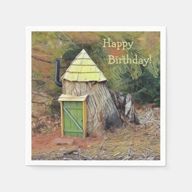 Happy Birthday Elf House Napkin (Front)
