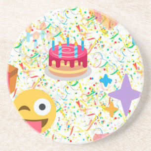 happy birthday emoji coaster