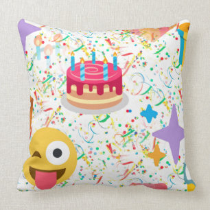 happy birthday emoji cushion