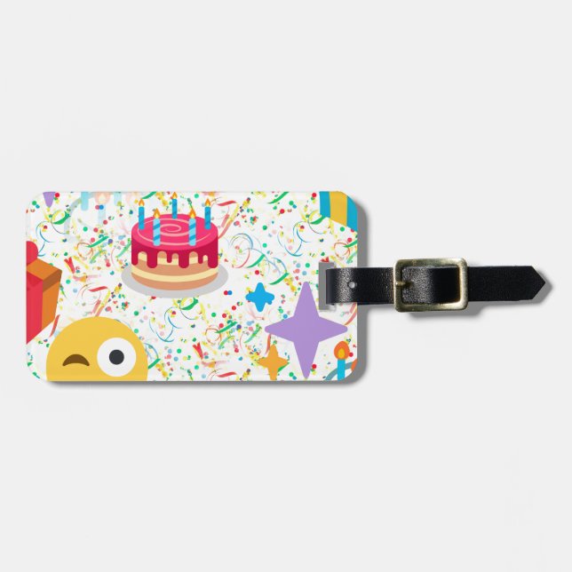 happy birthday emoji luggage tag (Front Horizontal)