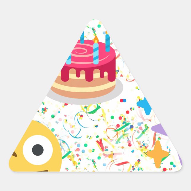 happy birthday emoji triangle sticker (Front)