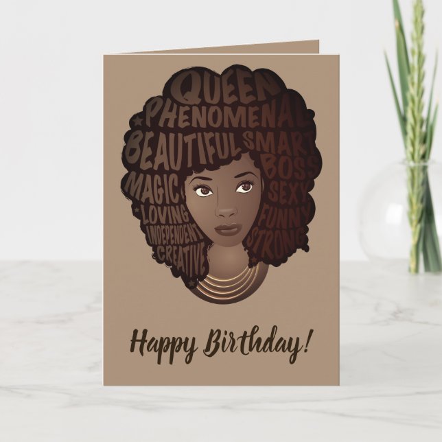 Happy Birthday, Encouraging Black Women, Brown Card (Front)