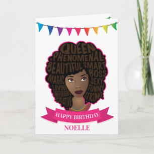 Happy Birthday, Encouraging Black Women, Colourful Card