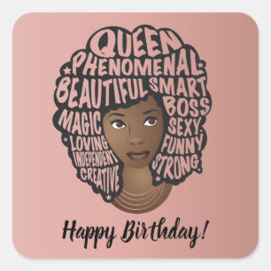 Happy Birthday, Encouraging Women, Pink Square Sticker
