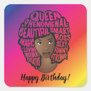 Happy Birthday, Encouraging Women, Rainbow  Square Sticker