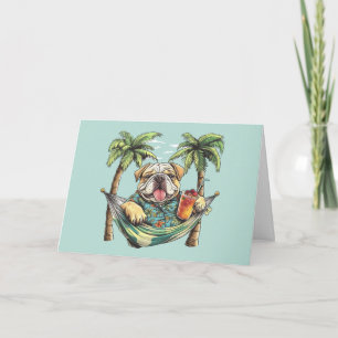 Happy Birthday English Bulldog In Hawaiian Top Card