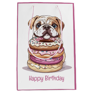 Happy Birthday English Bulldogs Medium Gift Bag