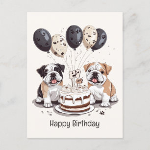 Happy Birthday English Bulldogs Postcard