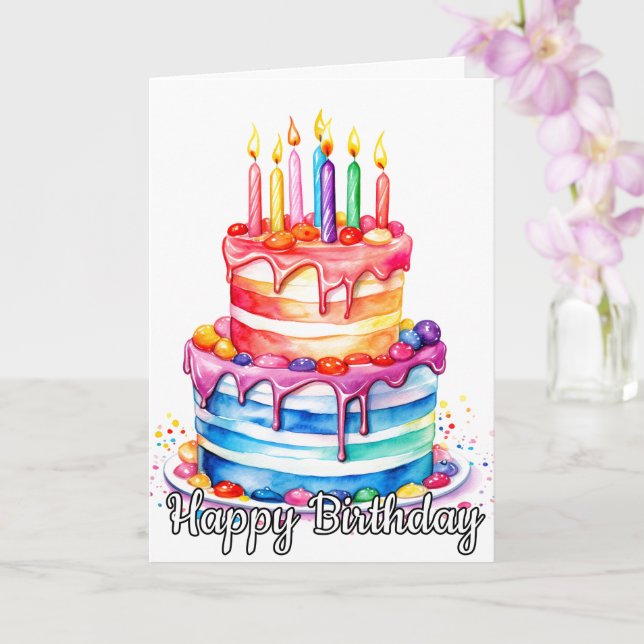 Happy Birthday | Enjoy Your Delicious Cake Card (Orchid)