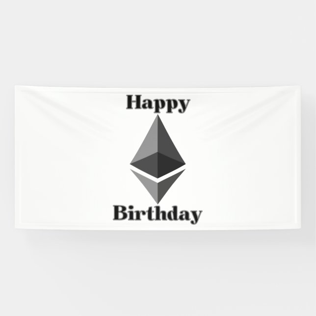 Happy Birthday Ethereum Icon 4x8 Vinyl Banner (Horizontal)