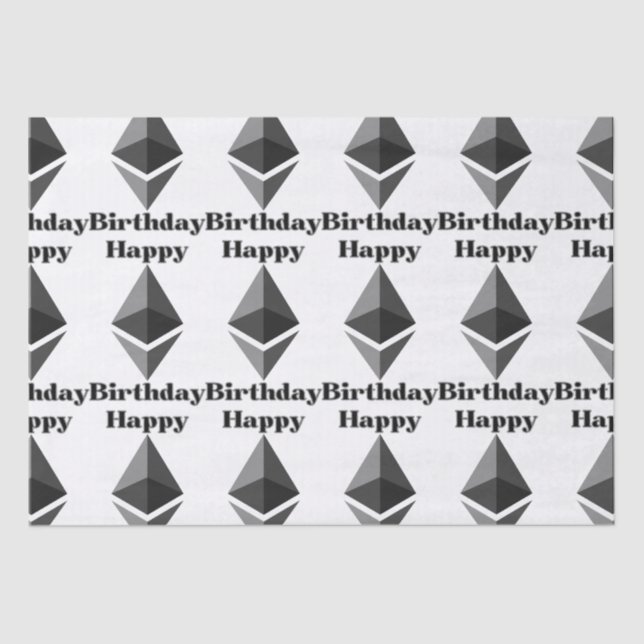Happy Birthday Ethereum Icon Tissue Paper (Front)