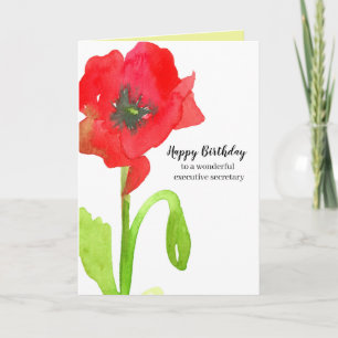Happy Birthday Executive Secretary Poppy Flower Card