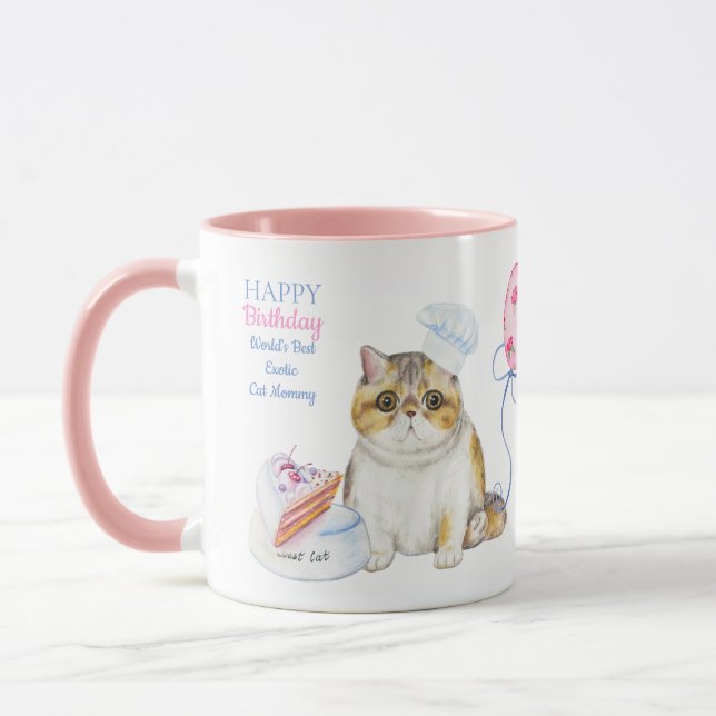 Happy Birthday EXOTIC Cat Mum - Personalised Mug (Left)