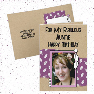 Happy Birthday fabulous auntie photo purple Card