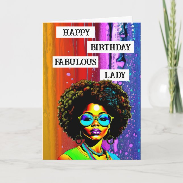 Happy Birthday Fabulous Lady Card (Front)