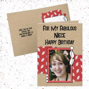 Happy Birthday fabulous niece add photo red Card