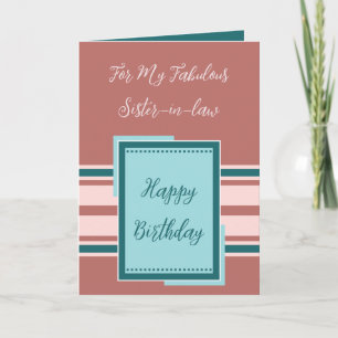 Happy Birthday fabulous sister-in-law pink Card