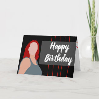 Happy Birthday Faceless Red Hair Thank You Card