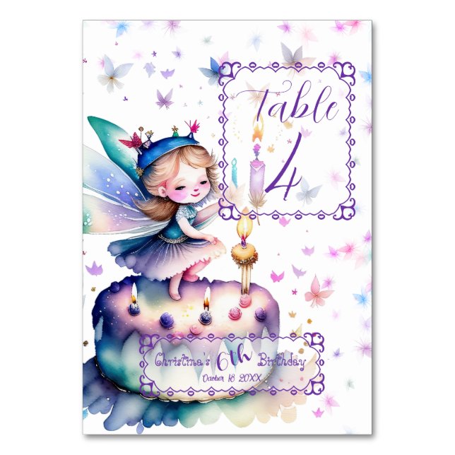 Happy Birthday Fairy 01 Table Number (Back)