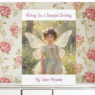 Happy Birthday Fairy Themed Personalized Girl's  Card