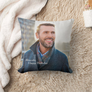 Happy Birthday Family Dad Man Photo Personalise Cushion