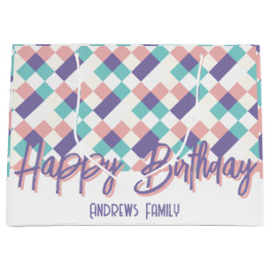 Happy Birthday Family Pastel Colours Large Gift Bag