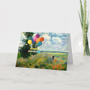 Happy Birthday, famous Poppy Field painting, Card