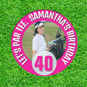 Happy Birthday Fantastic Pink lady Golfer  Classic Round Sticker