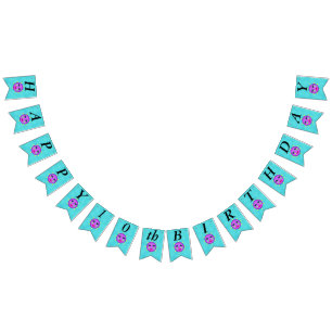 Happy Birthday Fantasy Purple Moon Yellow Stars Bunting