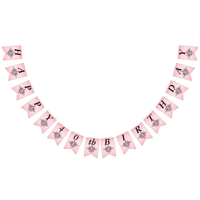 Happy Birthday Fantasy Sun Pretty Face Pink Black Bunting (All)