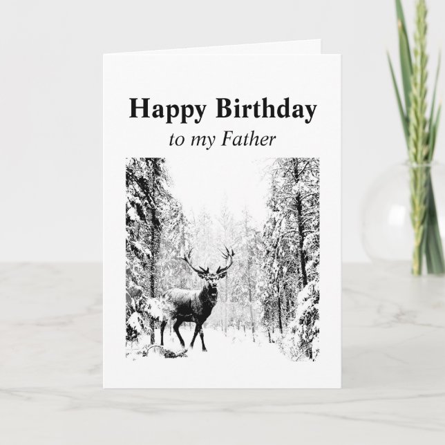 Happy Birthday Father Vintage Stag, Deer Card (Front)