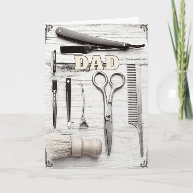 Happy Birthday Fathers Day Barber Greeting Card (Front)