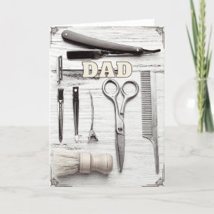 Happy Birthday Fathers Day Barber Greeting Card